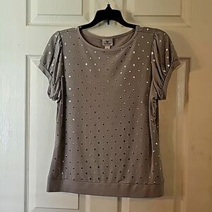 Gray Blouse with silver shiny design